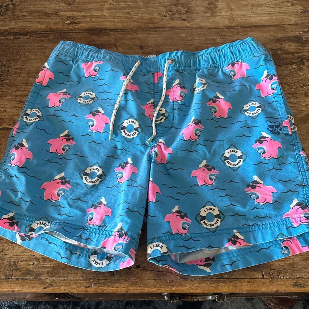 Blue and pink swim trunks Medium